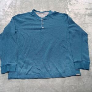 Eddie Bauer Henley Shirt Mens‎ XL Teal Green Thermal Cotton Comfort Long Sleeve